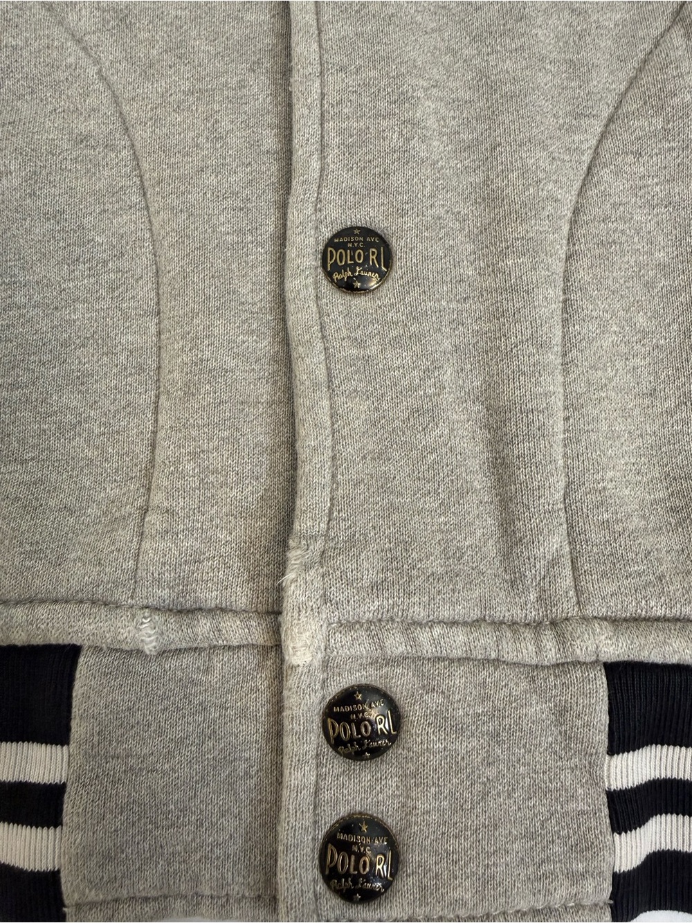 Polo Ralph Lauren Gray Black Bomber Jacket Men’s Medium - Picture 10 of 14